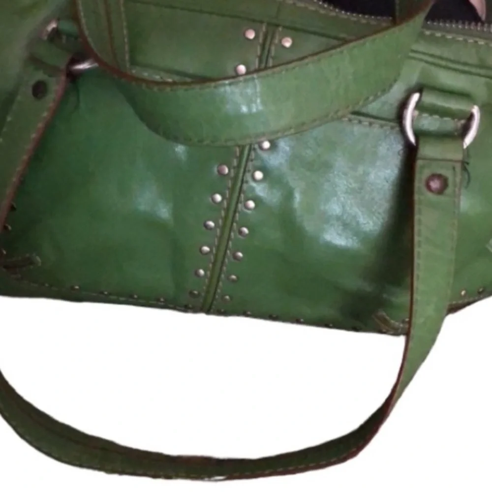 Micheal Kors Astor chartreuse green studded  Leather bag rare ,very clean